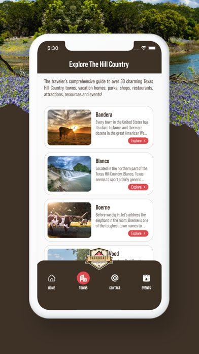 Texas Hill Country Travel App Screenshot