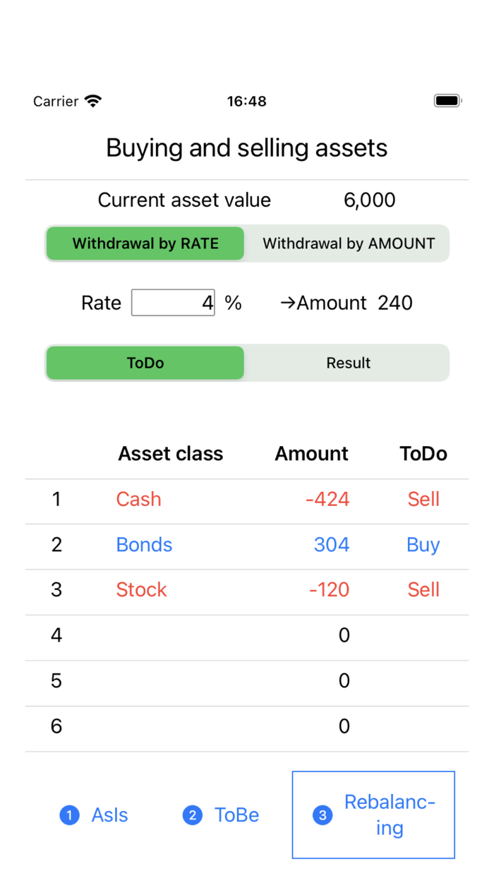 Rebalancing at withdrawal