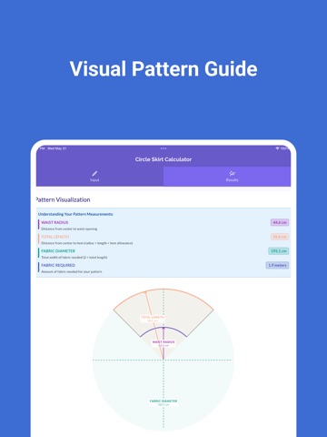Circle Skirt Sewing Calculator iPad screenshot