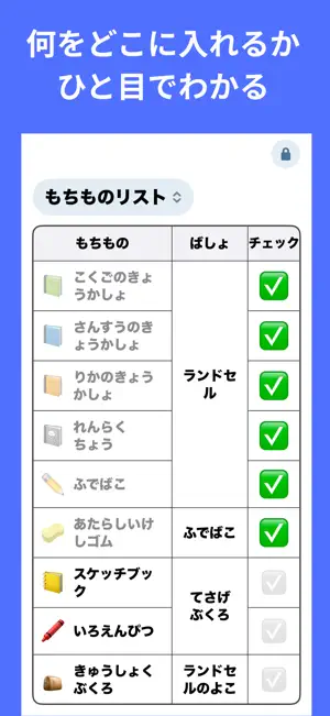 もちものちぇっかーチェック表 忘れ物防止リスト screenshot 1