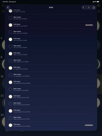 Moon Calendar with Moon Phases iPad screenshot