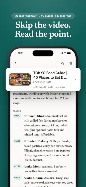 Lede: Transcript & AI Summary screenshot 1