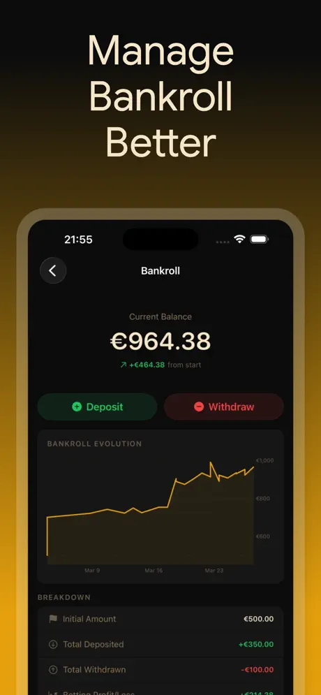 BetLog — Bet Tracker & Stats — iPhone screenshot 3