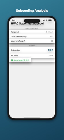 HVAC Superheat Calculator のスクリーンショット