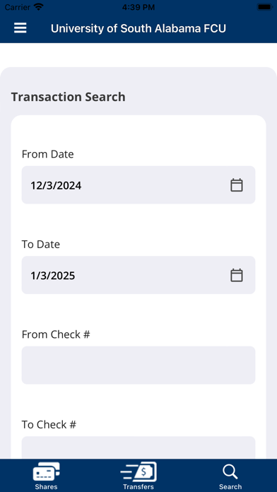 Univ. of South Alabama FCU Screenshot