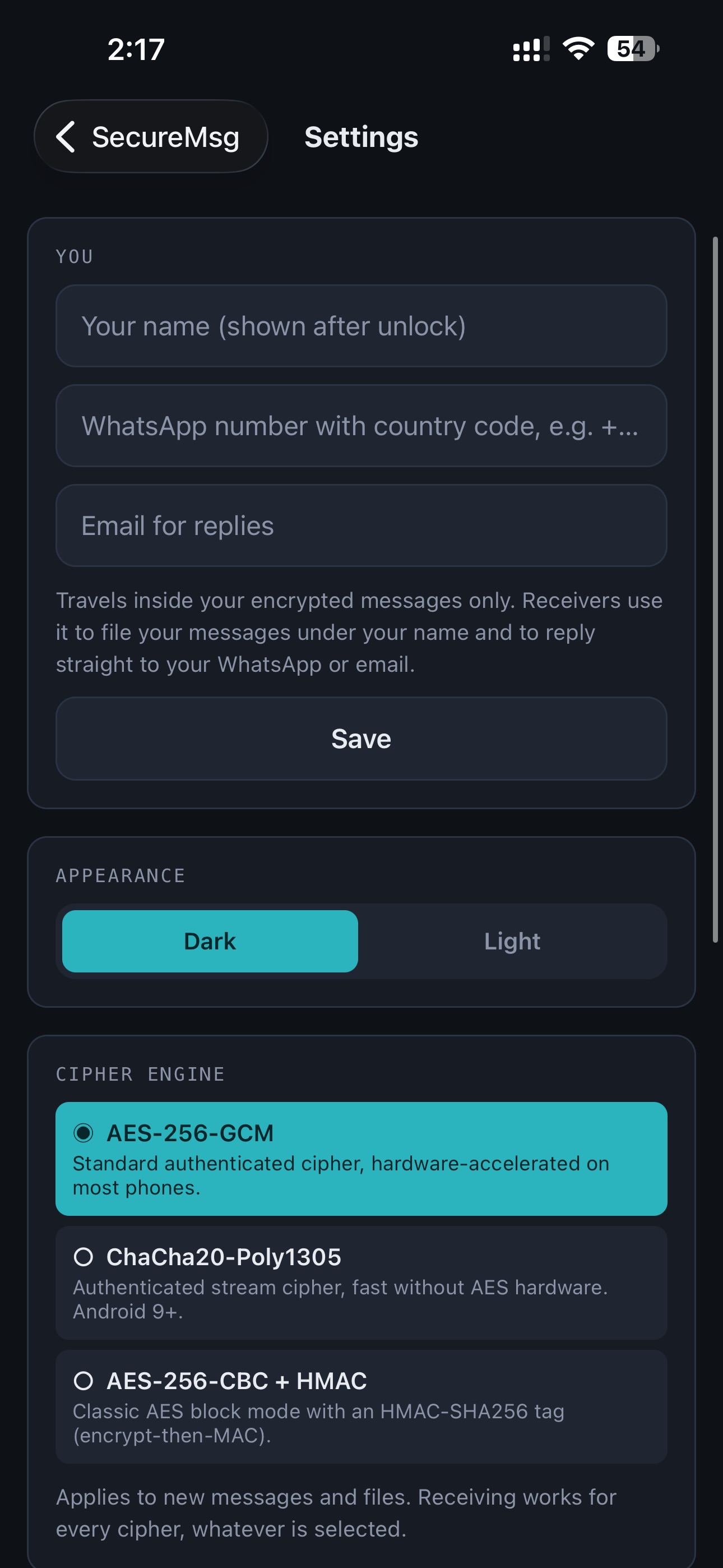 Screenshot 4 of SecureMsg: Encrypted