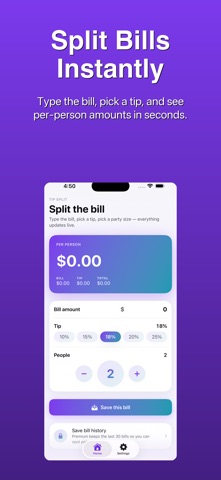 Tip Splitter Bill Calc Screenshot 1 of 5