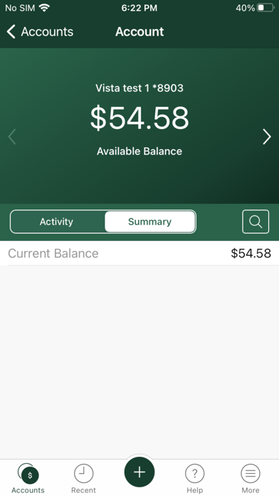 Vista Bank Treasury eServices Screenshot
