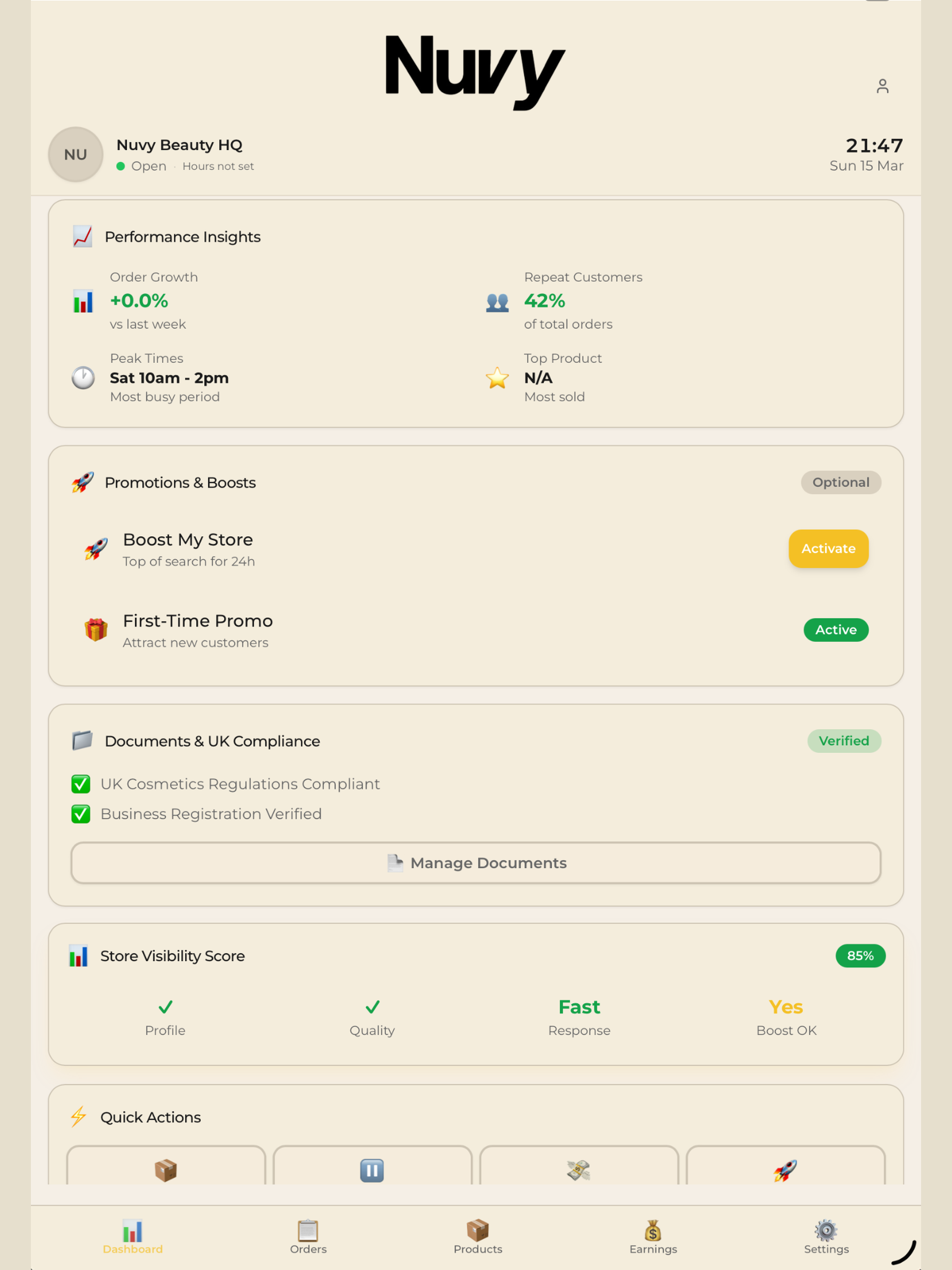 Nuvy Connect - Vendor Store