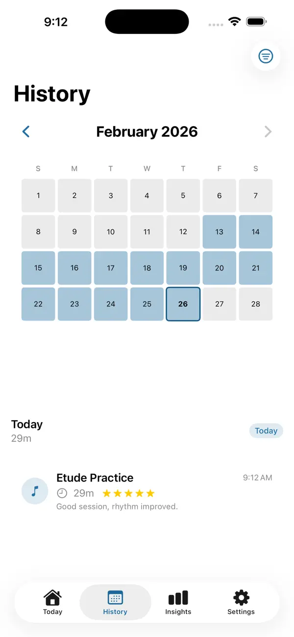 Screenshot #2 pour Flute Practice Log