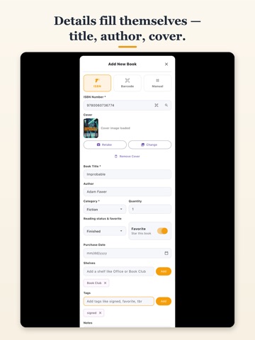 My Bookshelf - Book Inventory iPad screenshot