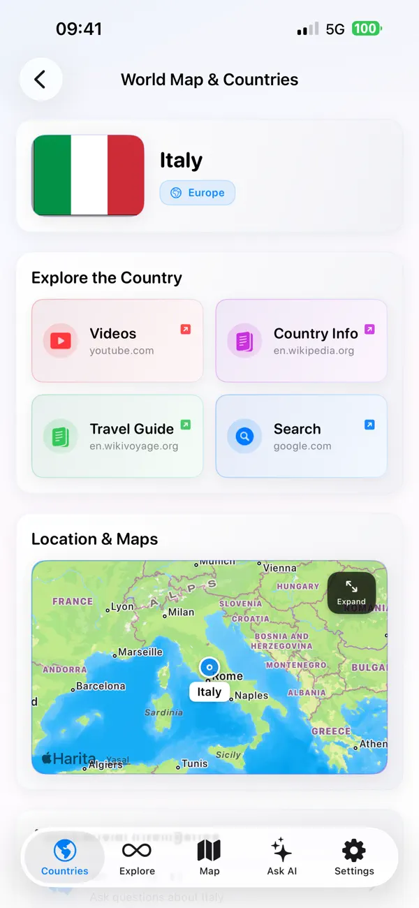 #1. World Map & Countries (iOS) By: Mustafa OZ