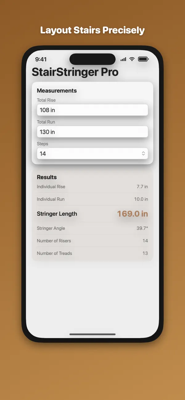 Screenshot #1 pour Stair Stringer Calculator