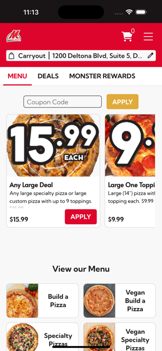Monster Pizza Ordering App Screenshot 4 of 6