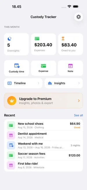 Custody Tracker: Parent Log screenshot 1