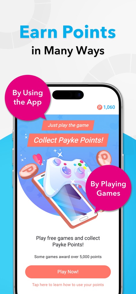 Payke: Save on Your Japan Trip - Nutzer können ihre gesammelten Punkte gegen attraktive Prämien eintauschen, wie E-SIMs oder spezielle Shopping-Coupons, mit einem deutlich sichtbaren Umrechnungskurs von '10pt = 1JPY'.