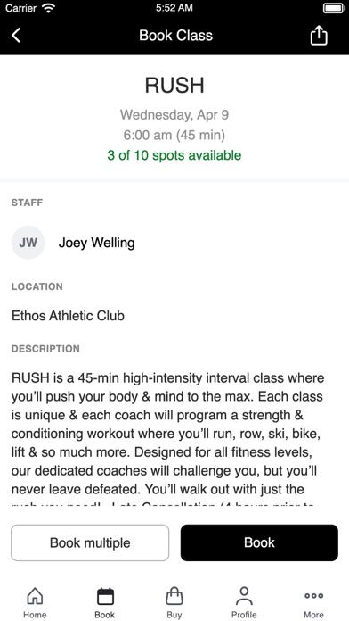 Ethos Athletic Club Screenshot