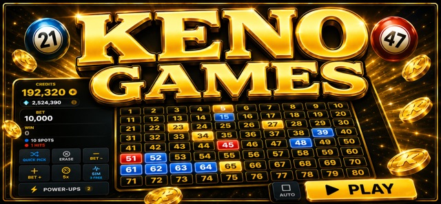 Keno Games board with giant numbers
