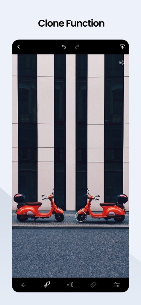 TouchRetouch - The Clone Stamp tool provides advanced flexibility, allowing users to duplicate selected elements or seamlessly repair areas by painting with sampled pixels.