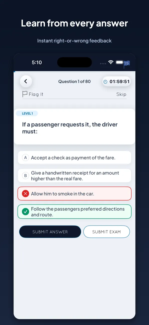 TLC Practice Exam Screenshot 5