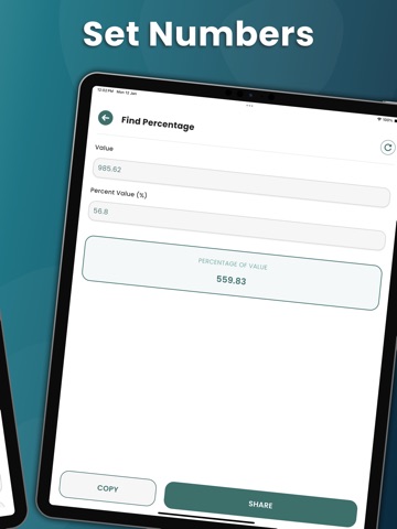 Quick Percentage Calculator. iPad screenshot