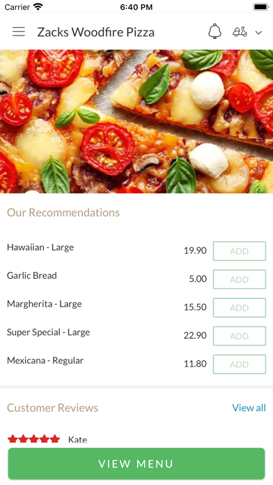 Zacks Woodfire Pizza Screenshot