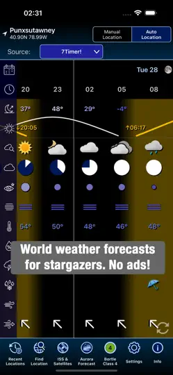 Captura de pantalla de Xasteria: Astronomy Weather en iPhone 1