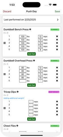 Next Set - A Workout Tracker Screenshot 2 of 6