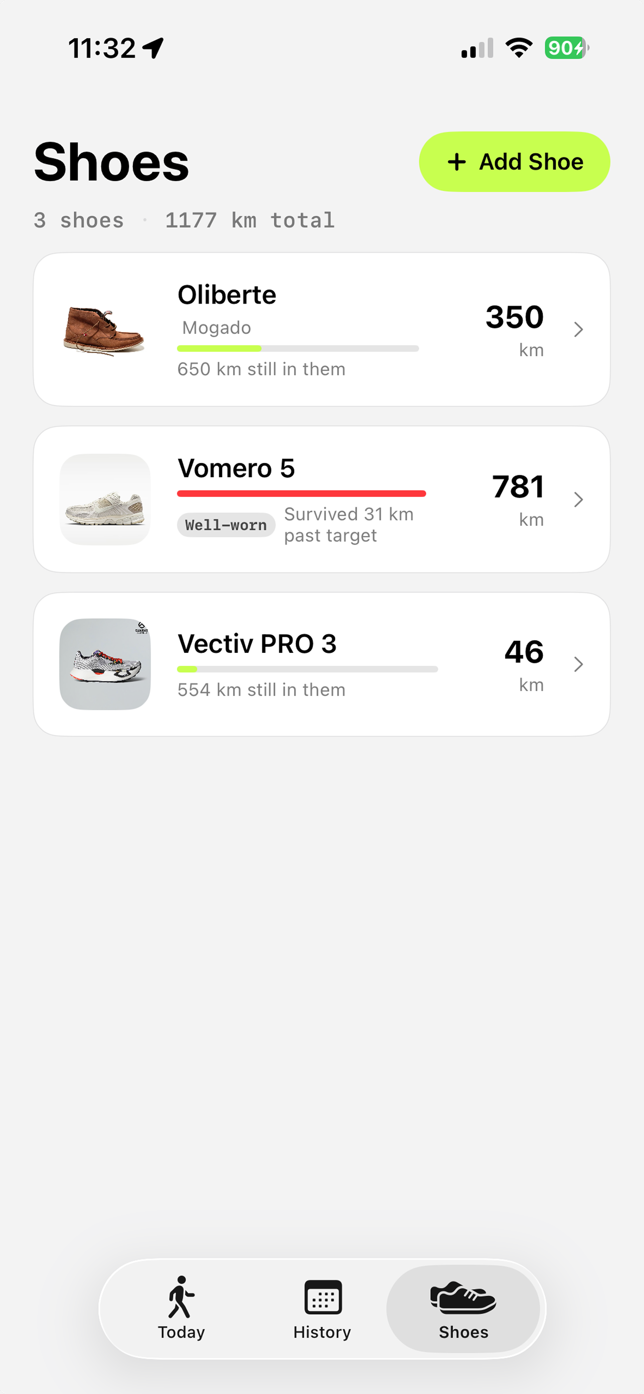 STEPS: Shoe & Mileage Tracker