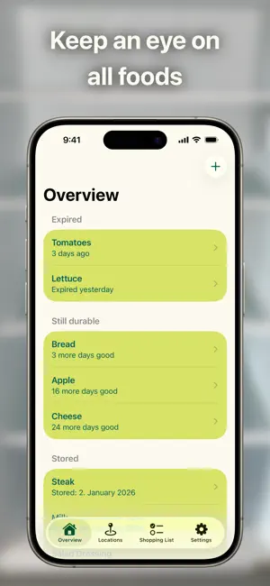 FreshKeeper - Food Overview screenshot 1