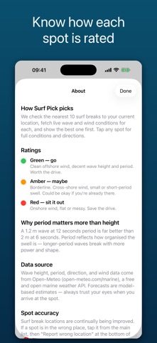 SurfPick: Best Spot Nearby Now iPhone screenshot