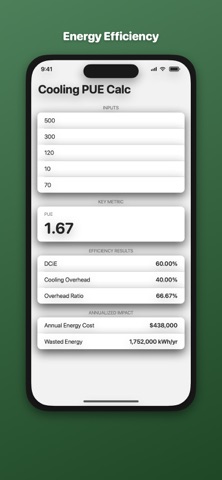 CoolingPUE Calc のスクリーンショット