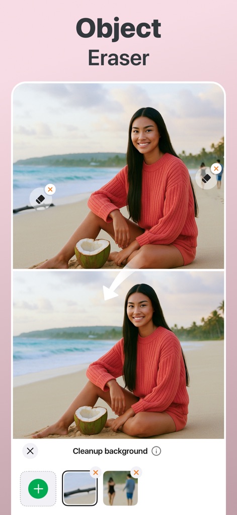 Retouch Me: Face, Body Editor - Nutzer können mit diesem intelligenten Tool unerwünschte Objekte mühelos entfernen und so eine professionelle Hintergrundbereinigung ihrer Fotos durchführen.