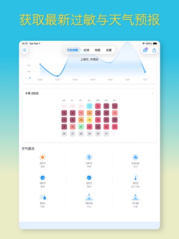 花粉浓度播报 iPad screenshot 5