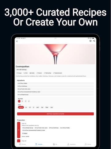 BarBot - Cocktail Recipes iPad screenshot