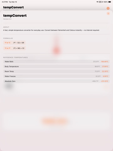 tempConvert iPad screenshot