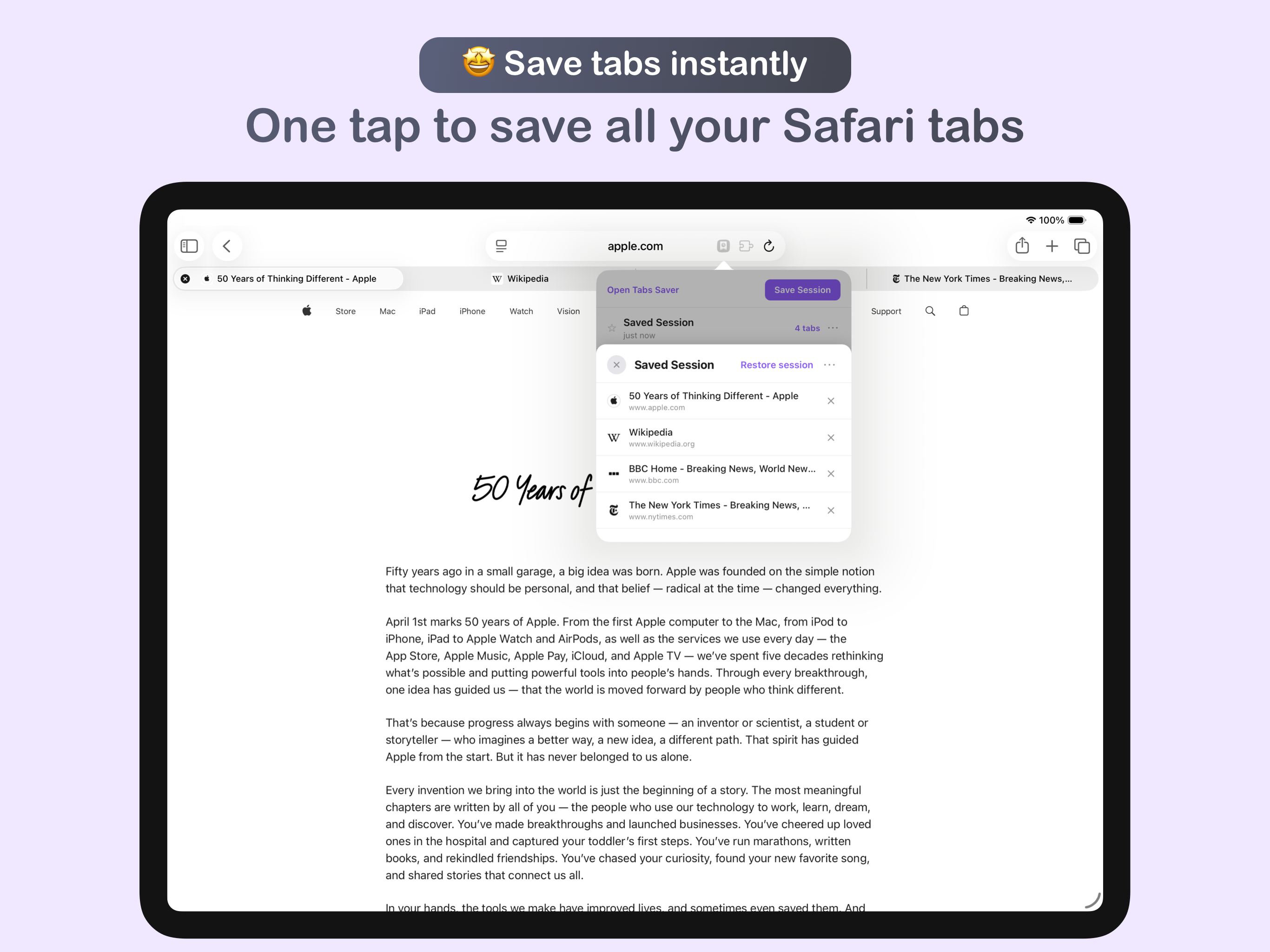 Tabs Saver for Safari