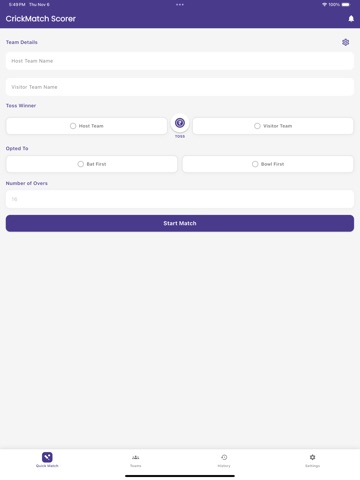 CrickMatch - Live Scorer iPad screenshot 1
