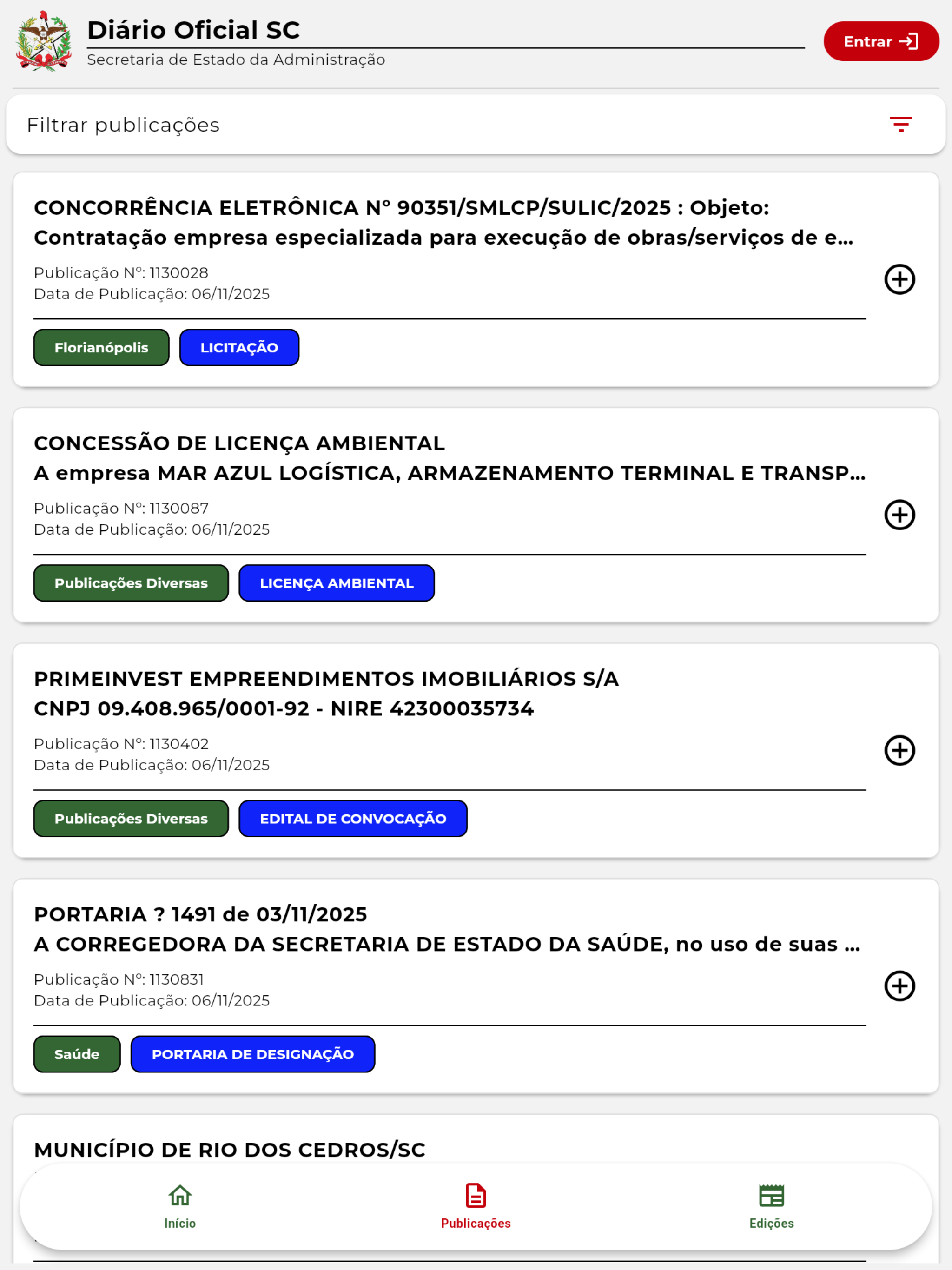 Diário Oficial de SC