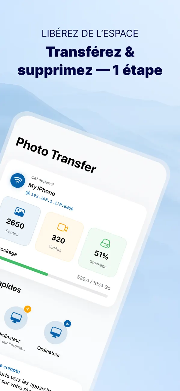 Screenshot #2 pour Photo Transfer: Envoi WiFi
