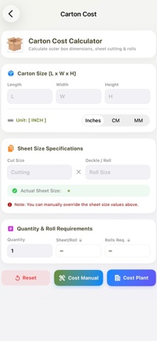 Corrugated Carton Costing screenshot