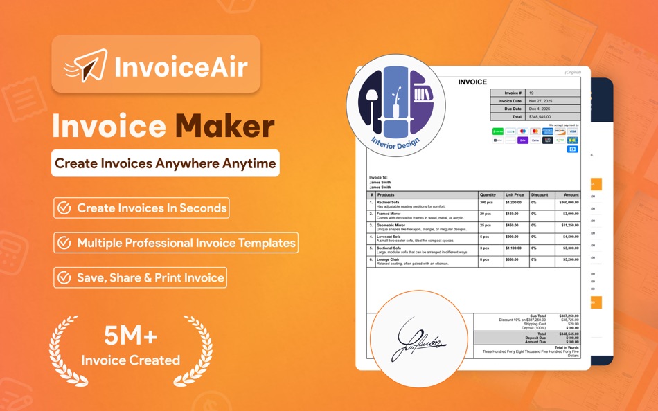 #1. InvoiceAir: Invoice Generator (macOS) Podle: Moon Technolabs Pvt Ltd