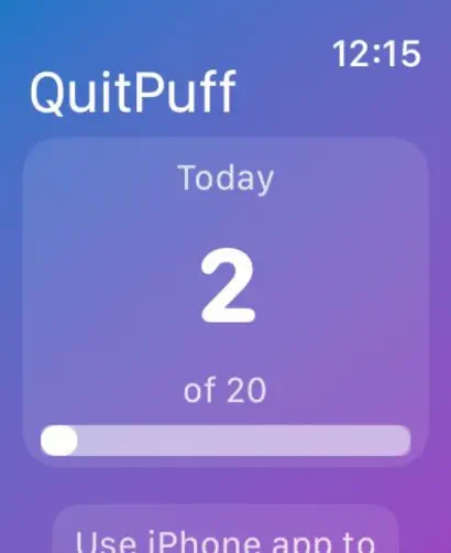 QuitPuff Vape Tracker main screen screenshot