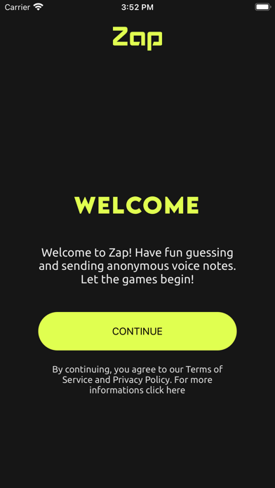 Zap: Anonymous Messaging Game Screenshot