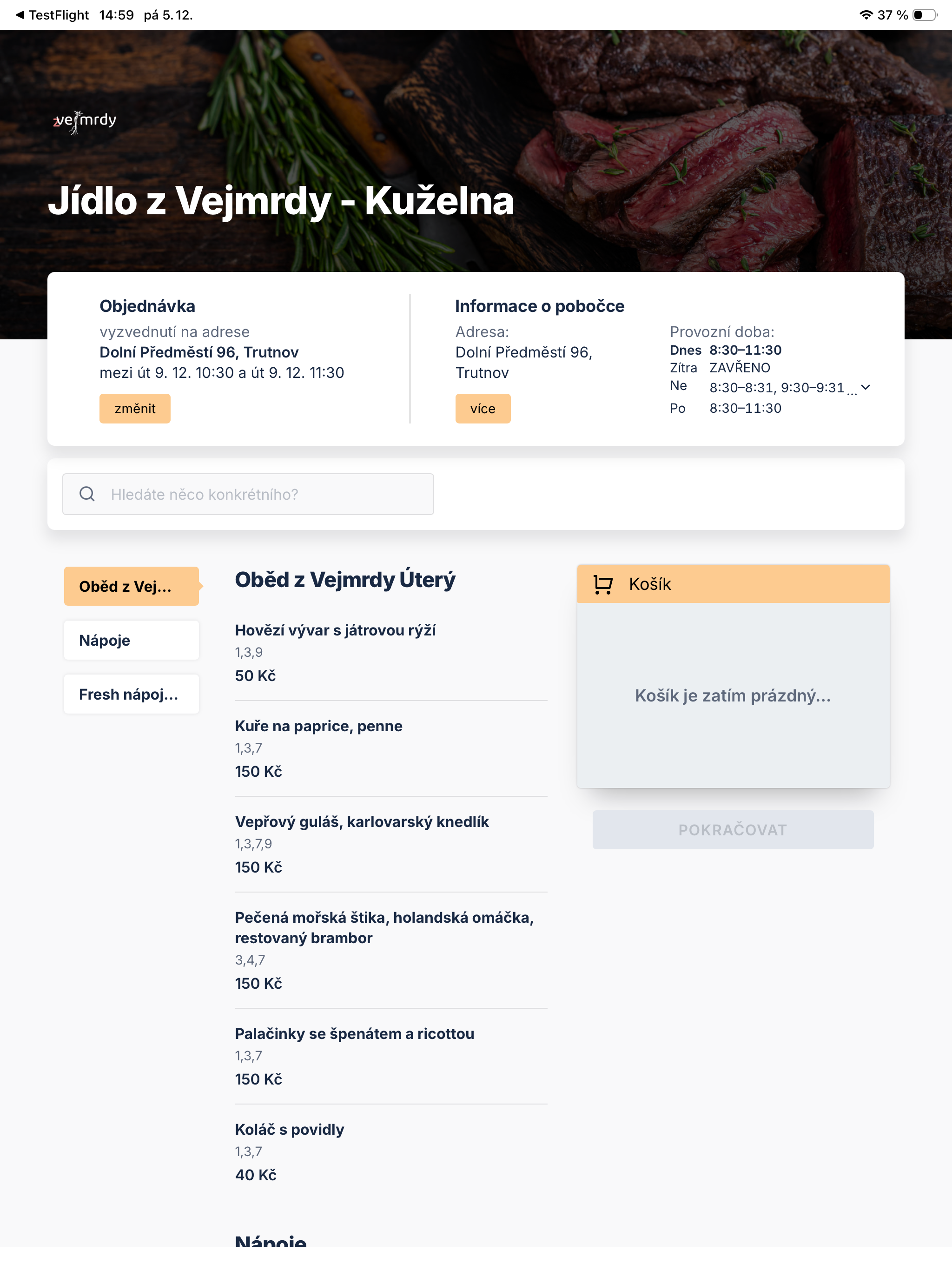 Jídlo z Vejmrdy