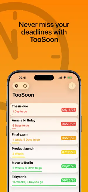 TooSoon: Deadline Tracker screenshot 1