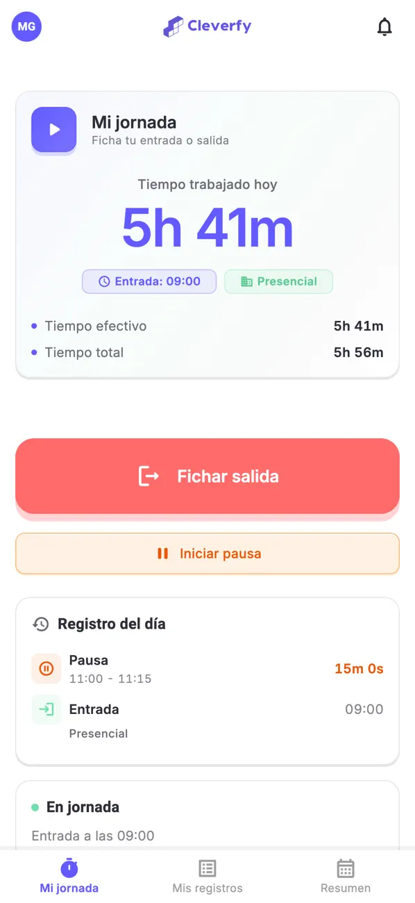 Screenshot #1 pour Cleverfy - Registro de Jornada
