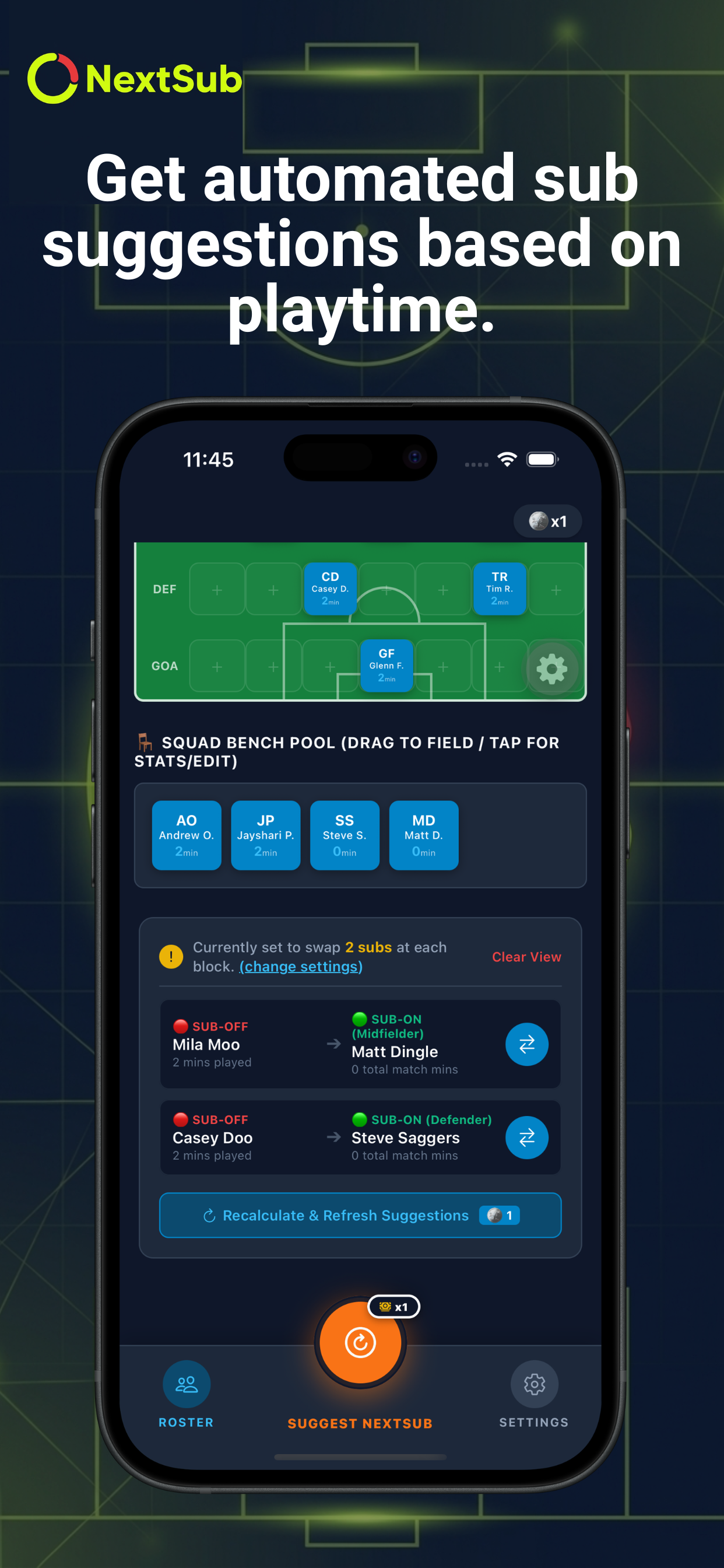 NextSub Soccer Subs App screenshot 2