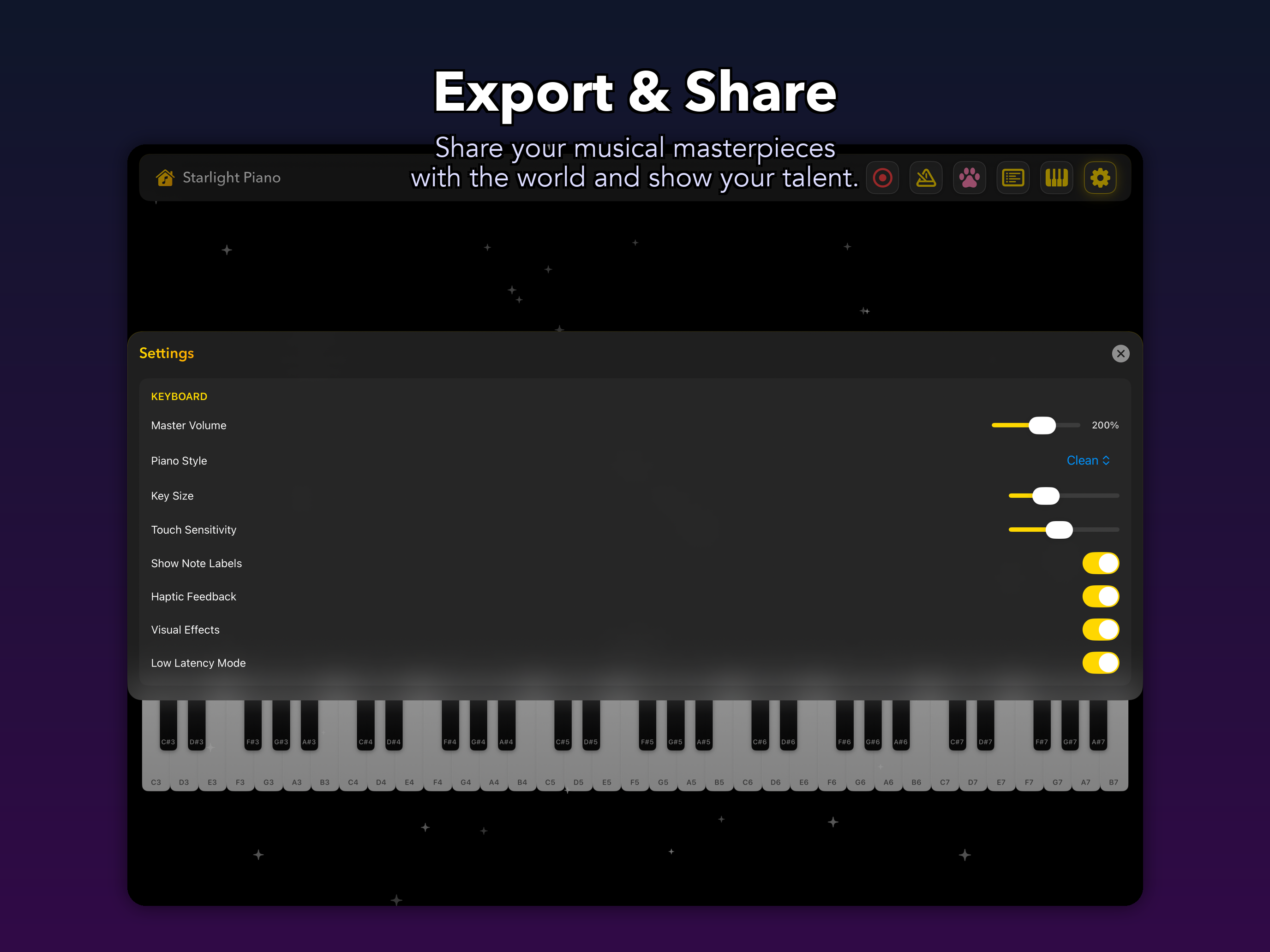 Starlight Piano Keys