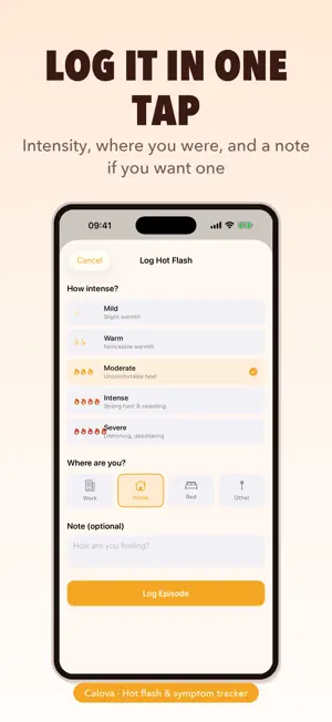 Calova — Hot Flush Tracker screenshot 1